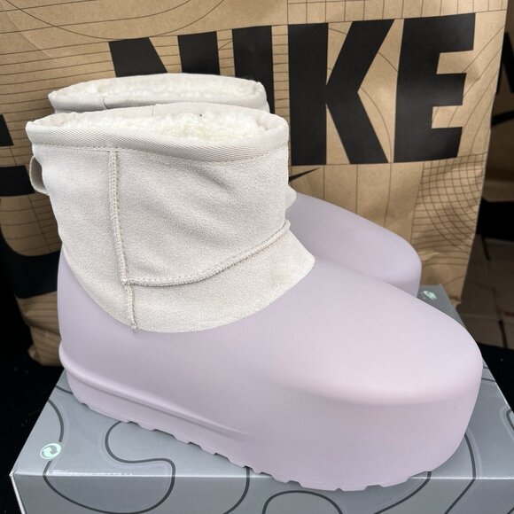 NEW UGG Classic Mini Pumped Molded Ceramic Suede Boots Women Size 9 Sugarplum - Picture 1 of 6